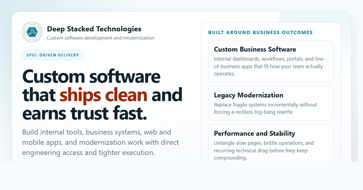 Weekly AI software insights from Deep Stacked Technologies: spec first, AI-assisted, human-reviewed software delivery.